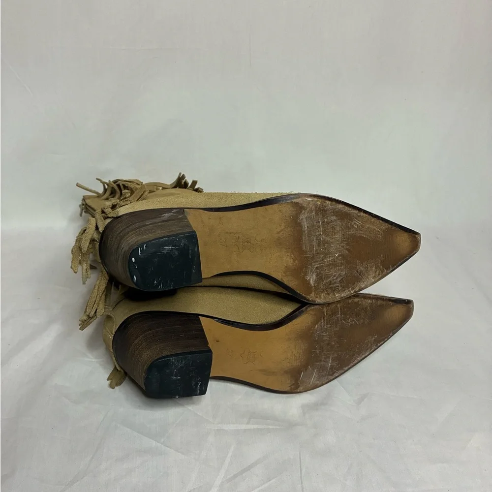 Vintage Suede Fringe Western Bohemian Cowboy Boots - Picture 9 of 12
